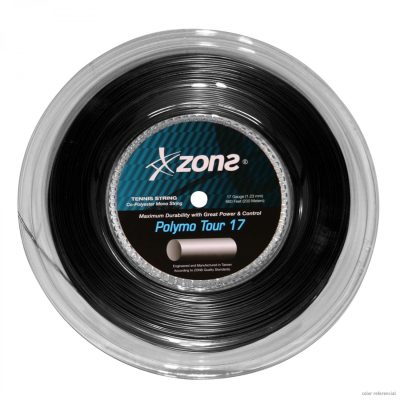 CUERDA DE TENIS ZONS POLYMO TOUR 17L/1.23MM NEGRA 200 MTS.
