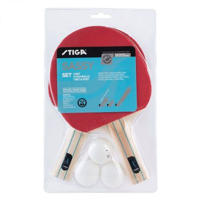 SET TENIS DE MESA STIGA SASSY 2 PALETAS - 3 PELOTAS - 1 RED
