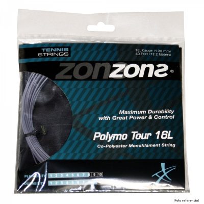 CUERDA DE TENIS ZONS POLYMO TOUR 16L/1.28MM SILVER 12 MTS.
