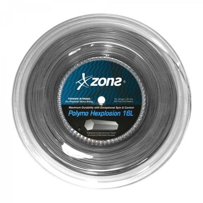 CUERDA TENIS ZONS POLYMO HEXPLOSION 16L/1.28MM PLATA 120 MT.