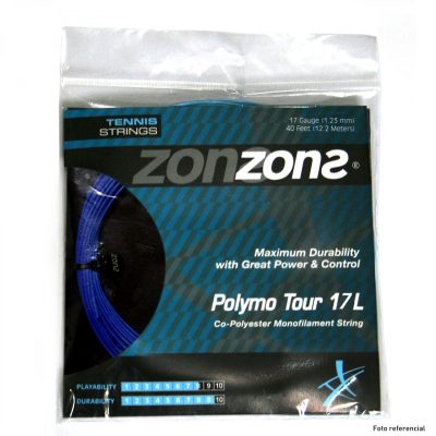 CUERDA DE TENIS ZONS POLYMO TOUR 17L/1.23MM NEGRA 12 MTS.
