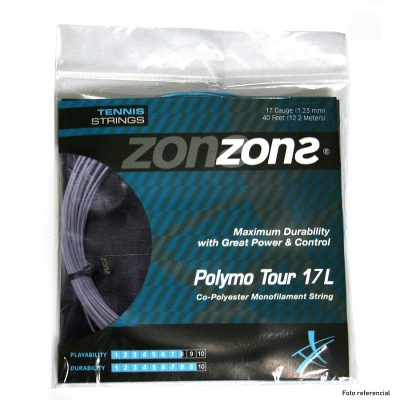 CUERDA DE TENIS ZONS POLYMO TOUR 17L/1.23MM PLATA 12 MTS.
