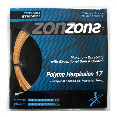 CUERDA DE TENIS ZONS POLYMO HEXPLOSION 17L/1.23MM GOLD 12 MT