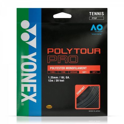 CUERDA DE TENIS YONEX POLYTOUR PRO 16L/1.25MM BLACK 12 MTS.