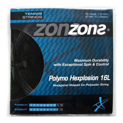 CUERDA DE TENIS ZONS POLYMO HEXPLOSION 16L/1.28MM NEGRA 12 M