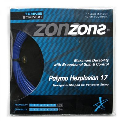 CUERDA DE TENIS ZONS POLYMO HEXPLOSION 17L/1.23MM AZUL 12MT