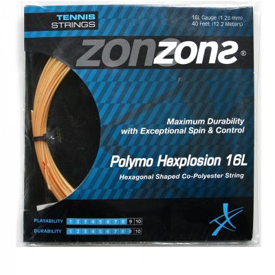 CUERDA DE TENIS ZONS POLYMO HEXPLOSION 16L/1.28MM GOLD 12 MT