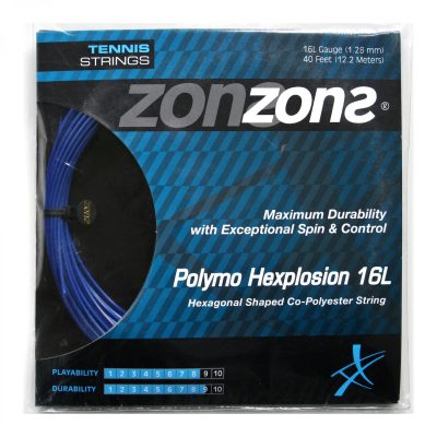 CUERDA DE TENIS ZONS POLYMO HEXPLOSION 16L/1.28MM AZUL 12 MT